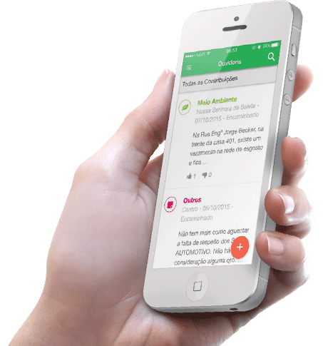 mão com app
